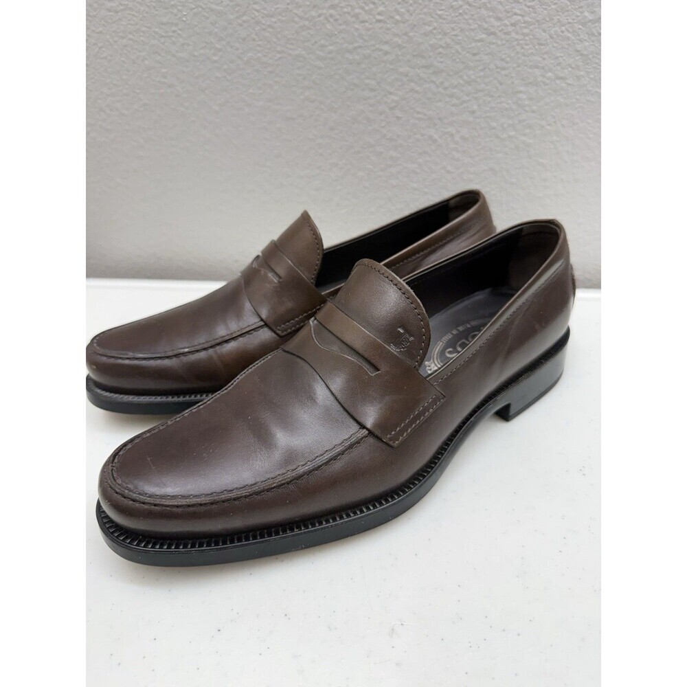Tod's Loafers Brown Size 8.5 Mens Leather Dress Shoes